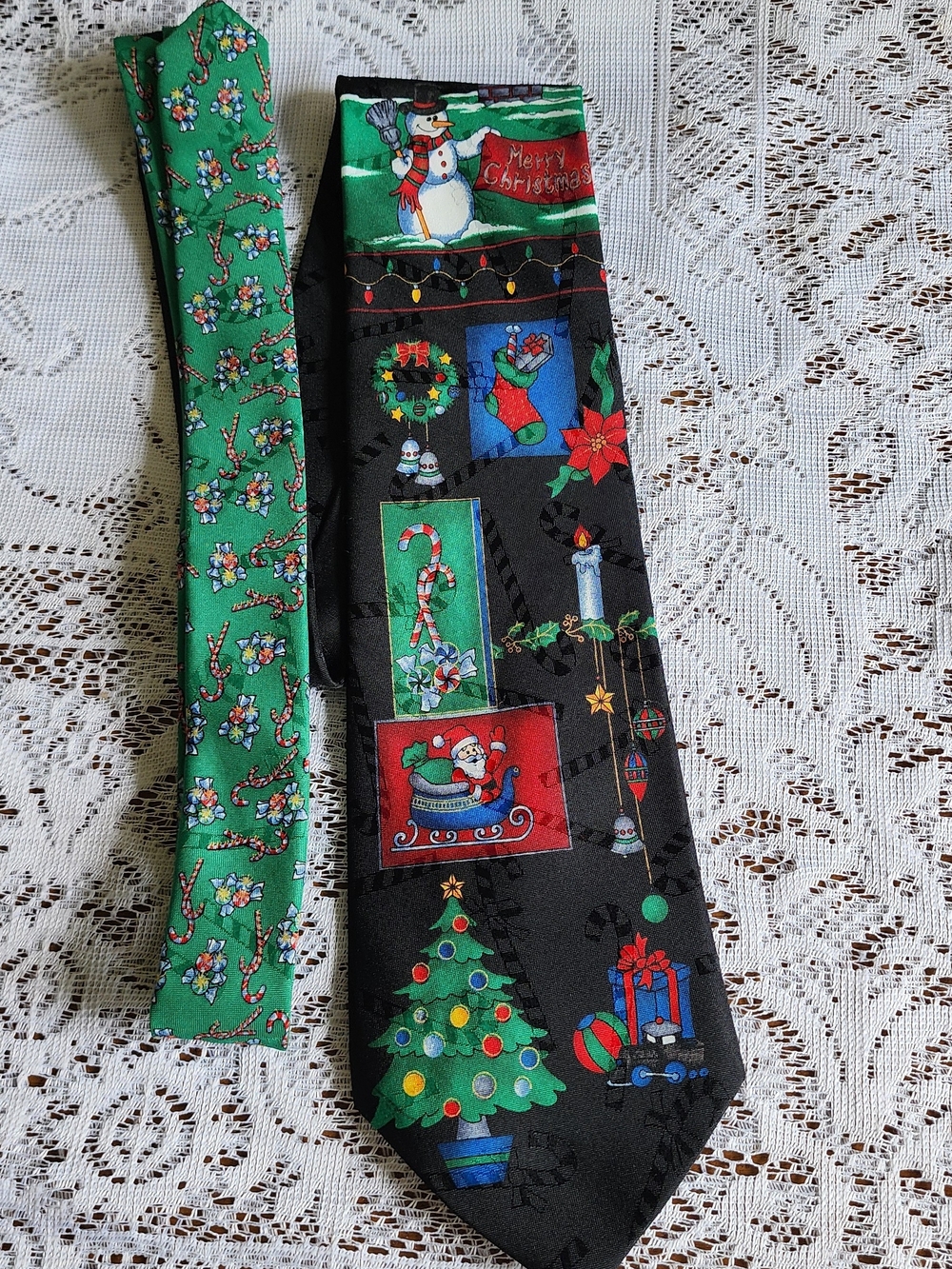 Christmas Tie Set - Black & Green Holiday Neckties